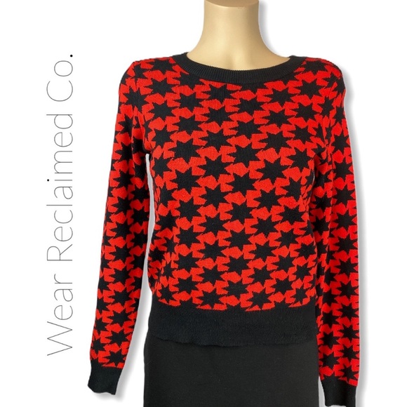 ALICE & UO Red Galaxy Star Pullover Sweater - Picture 2 of 7